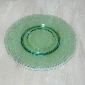 Uranium Glass Plate - Elegant Wheat Motif